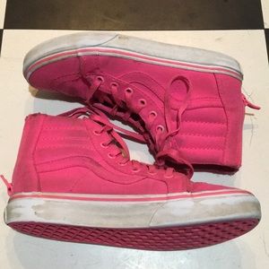 Girls hot pink Vans hi tops